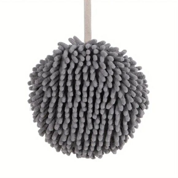 Luxurious Bath Shower Chenille Poof in Gray - Picture 1 of 3